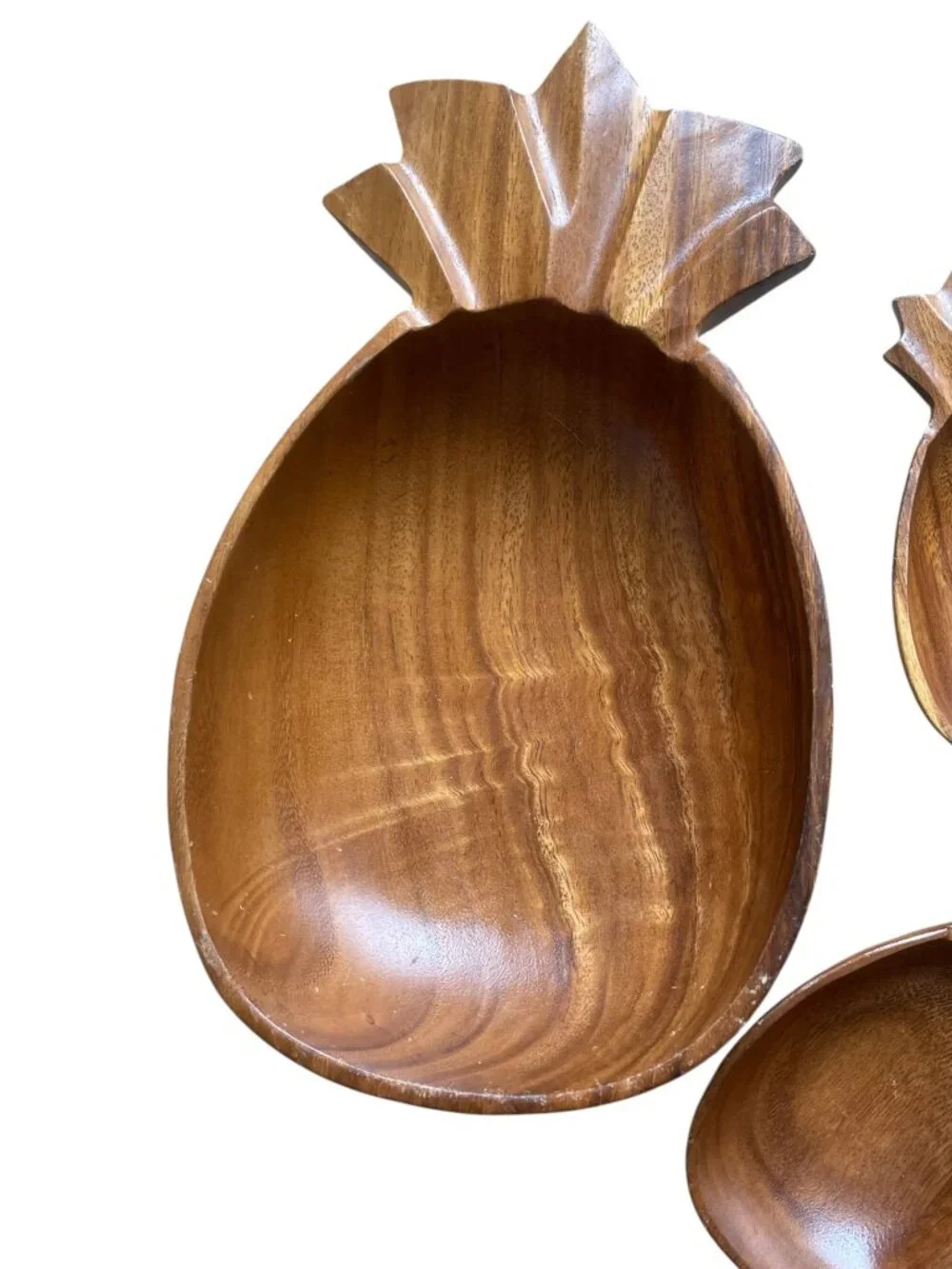 Vintage ALII WOODS Honolulu Monkeypod Pineapple Bowl Set - Mid-Century  MCM Tiki